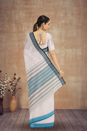 White Dhaniakhali Cotton Sarees Without Blouse 10075204