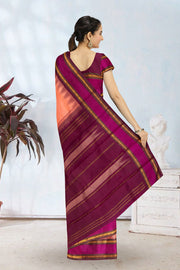 Peach Handloom Korvai Kanjivaram Silk Saree 10065035