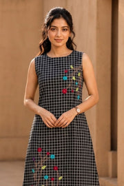 Black Hand Embroidered Cotton Dress 10077623