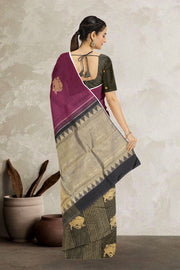 Black Half and Half Pure Zari Kanjivaram Silk Saree 10063149