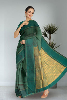 Myrtle Green Monotone Kanjivaram Silk Saree 10075527