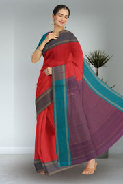Red Art Silk Kanjivaram Saree With Checks Design 10076347