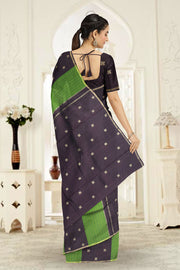 Snuff Brown Pure Zari Kanjivaram Silk Saree 10063328