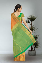 Brown Kanjivaram Vegan Silk Saree with Contrast Pallu 10074866