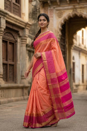 Peach Semi Mysore Crepe Silk Saree 10077825 