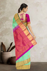 Aquamarine Green Pure Zari Jacquard Kanjivaram Silk Saree 10063078