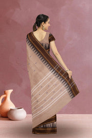 Brown Handloom Chettinad Cotton Saree Without Blouse 10075190