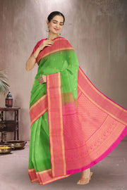 Spring Green Handloom Kanjivaram Soft Silk Saree 10075693