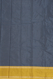 Navy Blue Vegan Silk Kanjivaram Saree With Checks Design 10077939