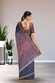 Grey Maheshwari Silk Cotton Saree 10075244