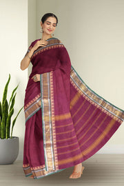 Red Handwoven Kanchi Cotton Saree 10063501