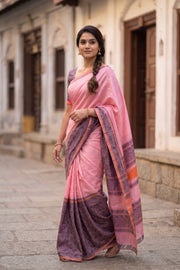 Blush Pink Kanchi Silk Cotton Saree 10078000