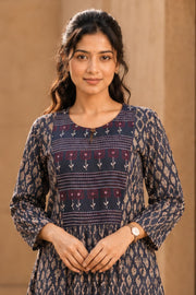 Blue Hand Block Printed Cotton Dress 10077641