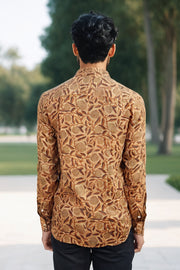 Yellow Full Sleeve Vanaspathi Print Modal Silk Mens Shirt 10074064