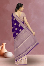 Purple Banarasi Organza Saree 10067275