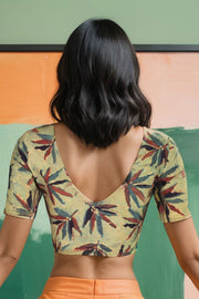 Green Hand Block Jahota Printed Cotton Blouse 10075000