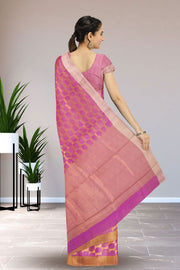 Pink Chanderi Jaal Design Silk Saree 10075384