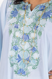 Blue Sozni Embroidered Crepe Silk Kaftan 10064735