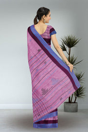Mauve Bengal Handwoven Cotton Saree 10075338