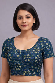 Green Jahota Printed Cotton Blouse 10073338