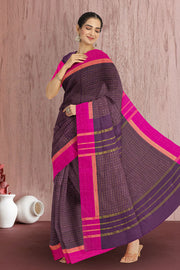 Brown Art Silk Kanjivaram Saree With Checks Design 10076322