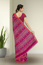 Magenta Bengal Handwoven Jamdani Style Cotton Saree 10075356