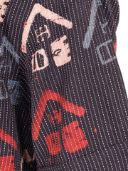 Black Half Sleeve Ajrakh Printed Cotton Mens Shirt 10073059