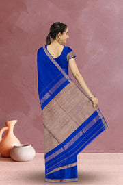Blue Maheshwari Silk Cotton Saree 10075236