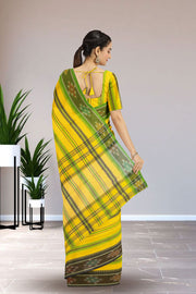 Yellow Dhaniakhali Cotton Sarees Without Blouse 10075208