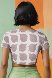 Brown Hand Block Printed Cotton Blouse 10074500