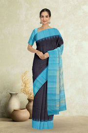 Blue Gadwal Kuttu Silk Saree 10076199