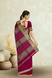 Magenta Maheshwari Silk Cotton Saree 10075251