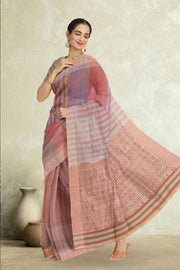 MultiColour Hand Block Printed Chanderi Saree 10049147