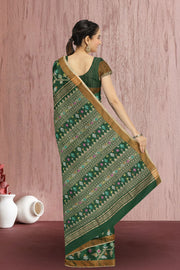 Green Bengal Handwoven Jamdani Style Cotton Saree 10075354