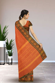 Orange Handloom Chettinad Cotton Saree Without Blouse 10075184