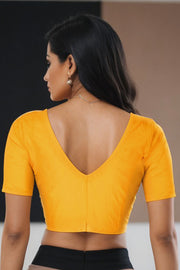 Yellow Maheshwari Silk Cotton Blouse 10075053