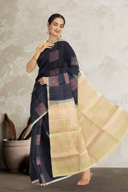 Navy Blue Handloom Kanjivaram Soft Silk Saree 10066270
