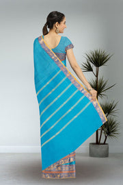 Blue Handloom Chettinad Cotton Saree 10072597