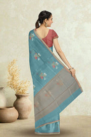 Blue Chanderi Silk Cotton Saree 10075381