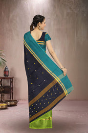 Black Handloom Chettinad Cotton Saree Without Blouse 10075157