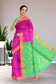 Violet Handloom Kanjivaram Soft Silk Saree 10059807