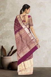 Burgundy Pure Zari Kanjivaram Silk Saree 10063138