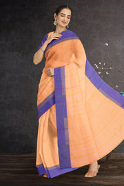 Peach Art Silk Kanjivaram Saree With Checks Design 10076310