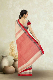 Cream Shantipur Tant Bengal Cotton Saree 10074965