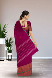 Magenta Handloom Chettinad Cotton Saree 10075110