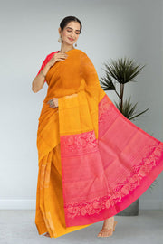 Mustard Yellow Handloom Kanjivaram Soft Silk Saree 10066274