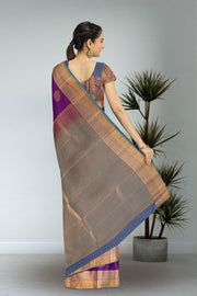 Purple Kanjivaram Vegan Silk Saree with Contrast Pallu 10073881