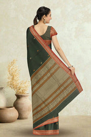 Green Handwoven Kanchi Cotton Saree 10066811