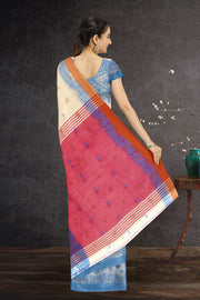 Cream Bengal Handwoven Jamdani Style Cotton Saree 10075345