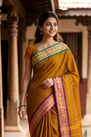 Brown Handloom Chettinad Cotton Saree 10077288